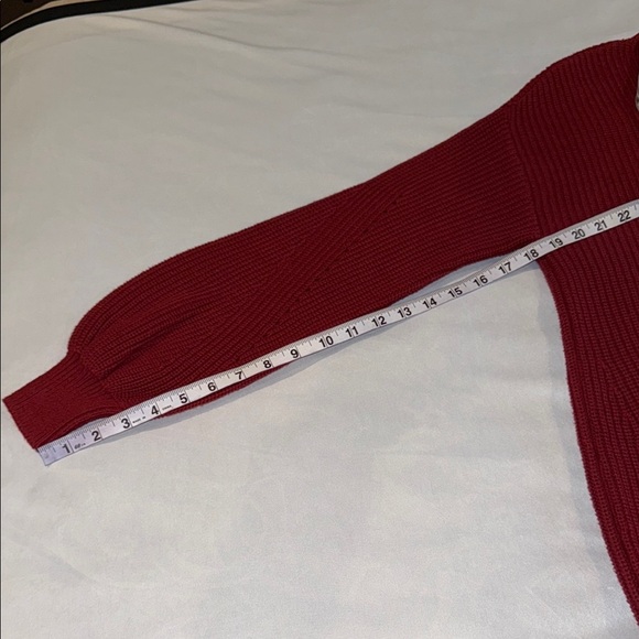 Style & Co Sweater Dress Maroon Ribbed Mock Neck Bishop Sleeves Women’s Size M - Picture 8 of 11